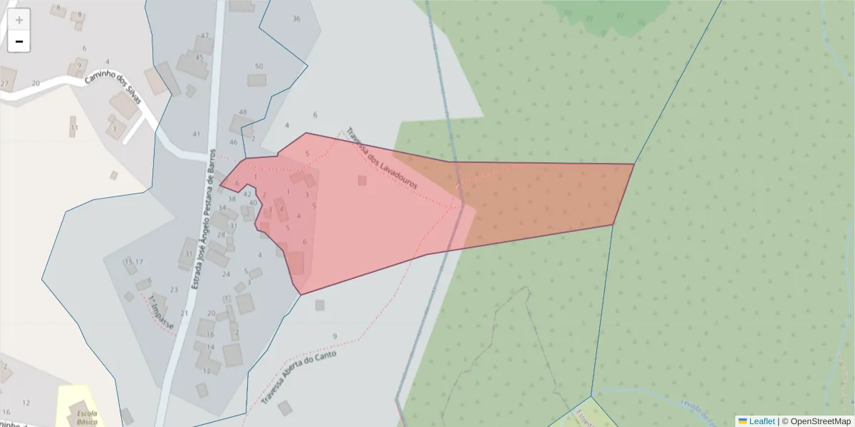 Mapa detalhado do código postal 9325-354 com limites, códigos postais vizinhos e agências dos correios