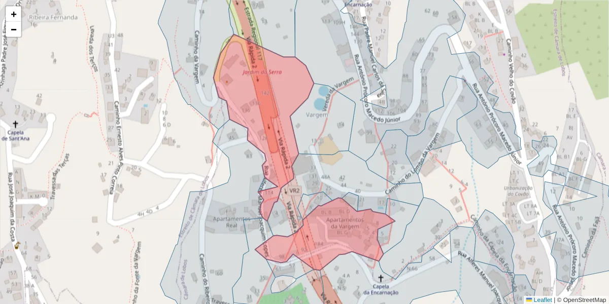 Mapa detalhado do código postal 9325-361 com limites, códigos postais vizinhos e agências dos correios
