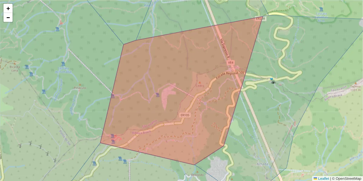 Mapa detalhado do código postal 9350-000 com limites, códigos postais vizinhos e agências dos correios