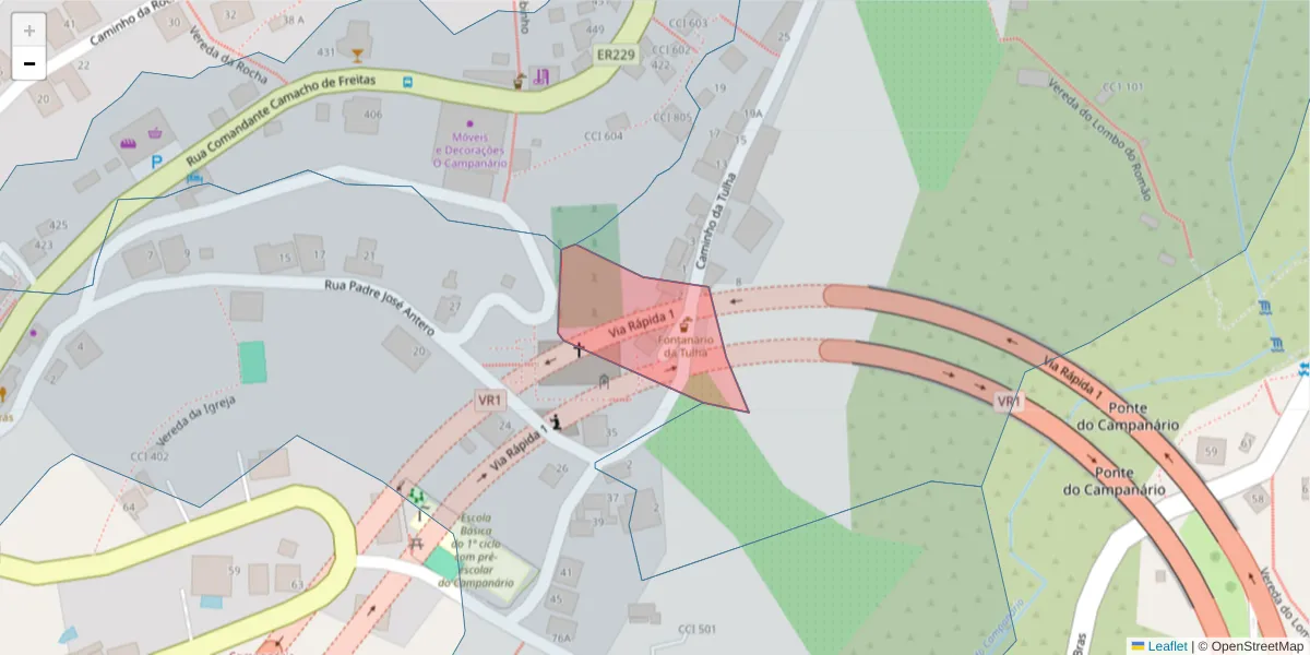 Mapa detalhado do código postal 9350-029 com limites, códigos postais vizinhos e agências dos correios