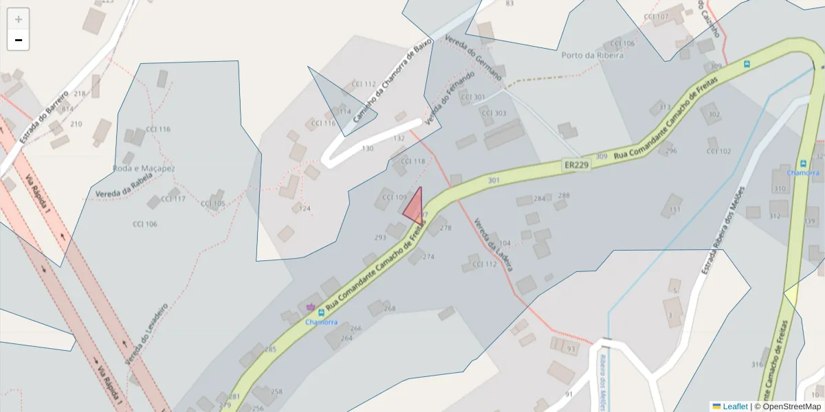 Mapa detalhado do código postal 9350-064 com limites, códigos postais vizinhos e agências dos correios