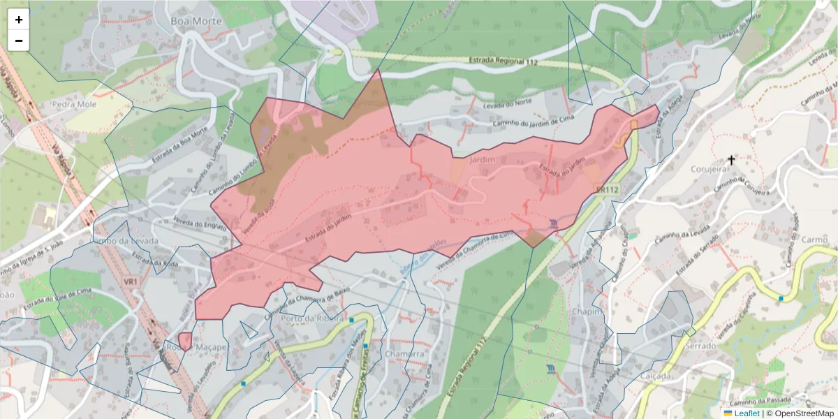 Mapa detalhado do código postal 9350-074 com limites, códigos postais vizinhos e agências dos correios