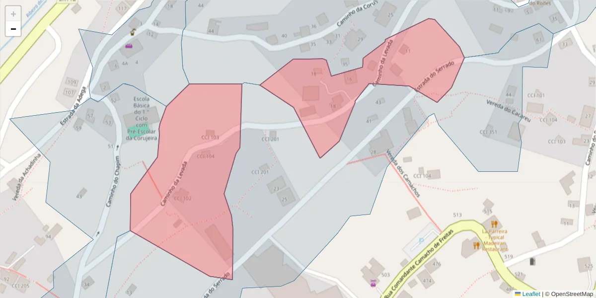 Mapa detalhado do código postal 9350-088 com limites, códigos postais vizinhos e agências dos correios