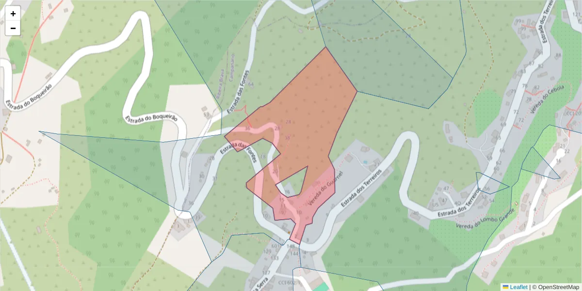 Mapa detalhado do código postal 9350-096 com limites, códigos postais vizinhos e agências dos correios