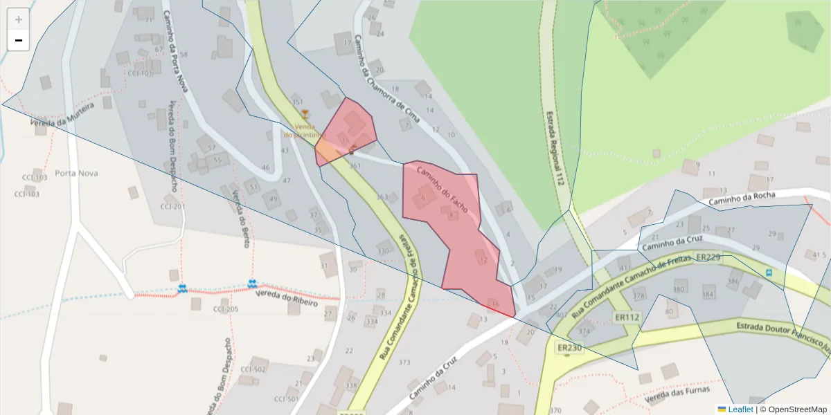 Mapa detalhado do código postal 9350-099 com limites, códigos postais vizinhos e agências dos correios
