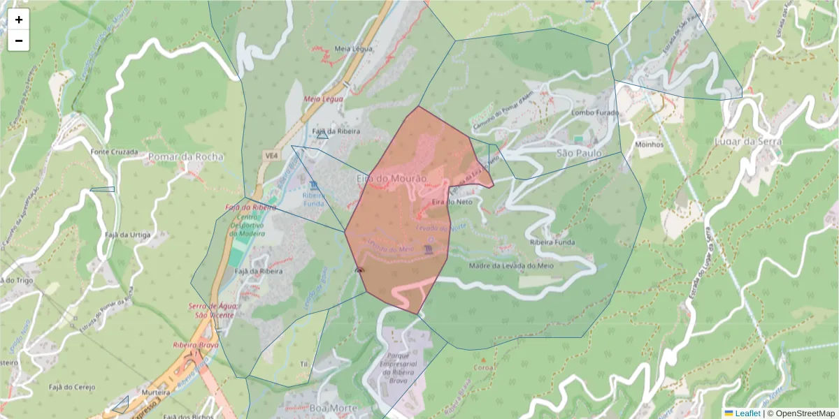 Mapa detalhado do código postal 9350-112 com limites, códigos postais vizinhos e agências dos correios