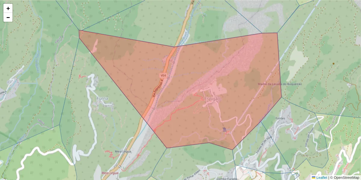 Mapa detalhado do código postal 9350-113 com limites, códigos postais vizinhos e agências dos correios
