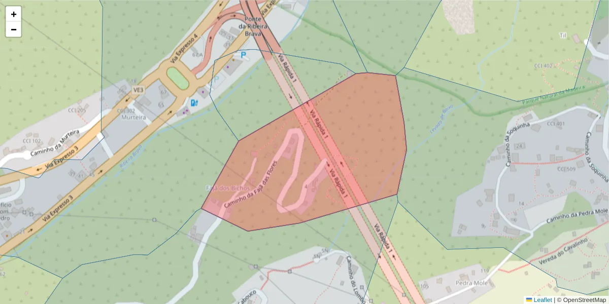 Mapa detalhado do código postal 9350-116 com limites, códigos postais vizinhos e agências dos correios