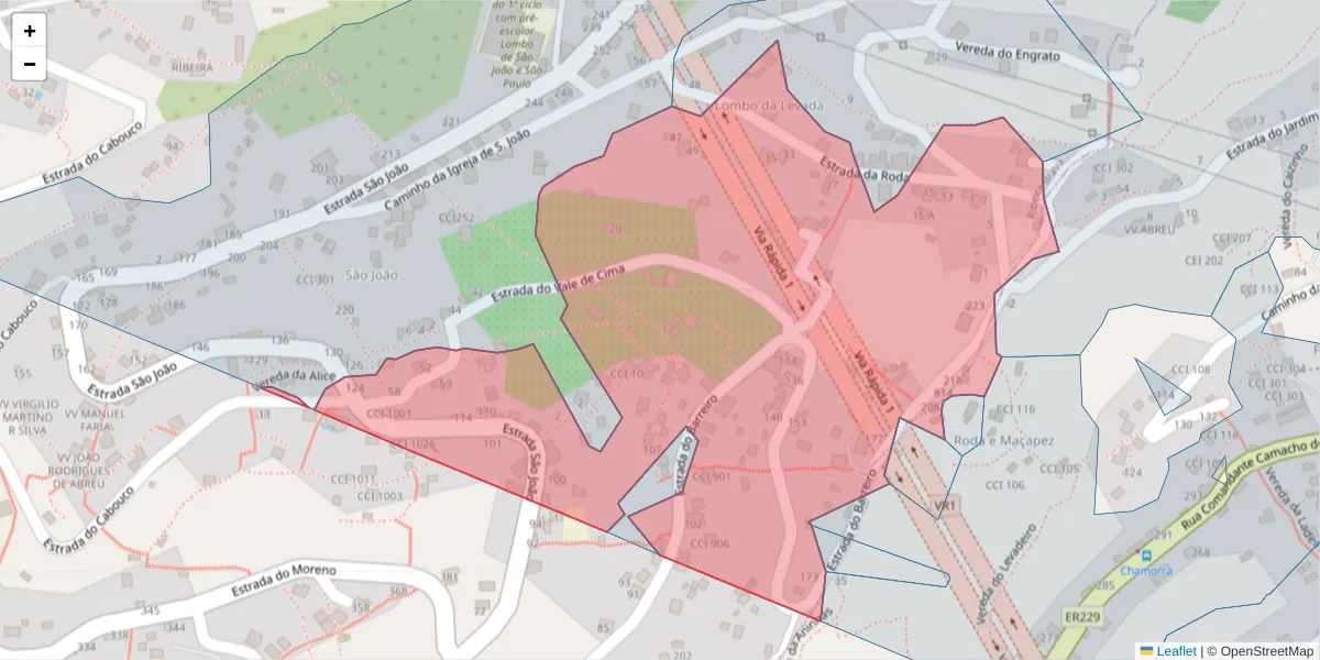 Mapa detalhado do código postal 9350-145 com limites, códigos postais vizinhos e agências dos correios