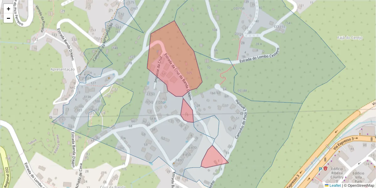 Mapa detalhado do código postal 9350-234 com limites, códigos postais vizinhos e agências dos correios