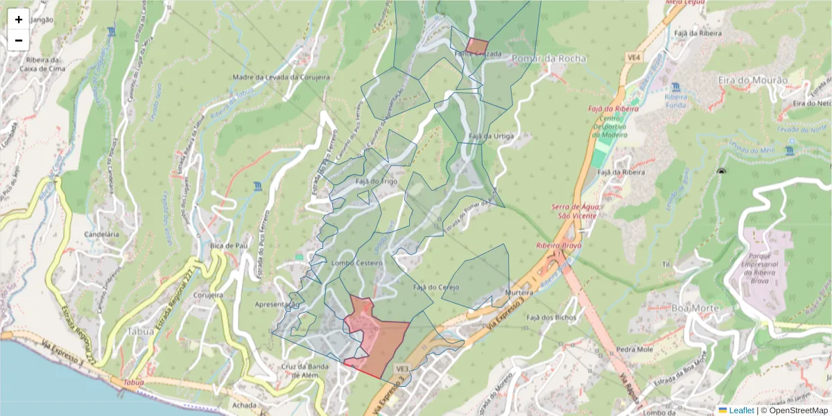 Mapa detalhado do código postal 9350-235 com limites, códigos postais vizinhos e agências dos correios