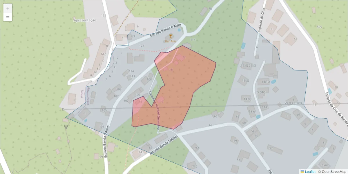 Mapa detalhado do código postal 9350-237 com limites, códigos postais vizinhos e agências dos correios
