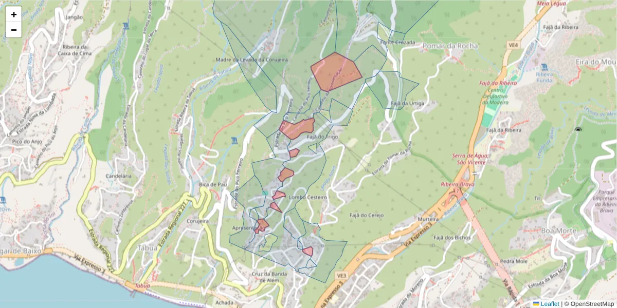 Mapa detalhado do código postal 9350-241 com limites, códigos postais vizinhos e agências dos correios