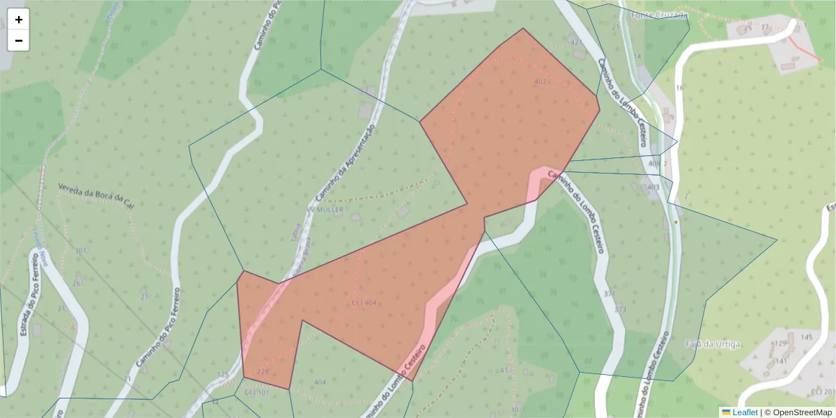 Mapa detalhado do código postal 9350-247 com limites, códigos postais vizinhos e agências dos correios