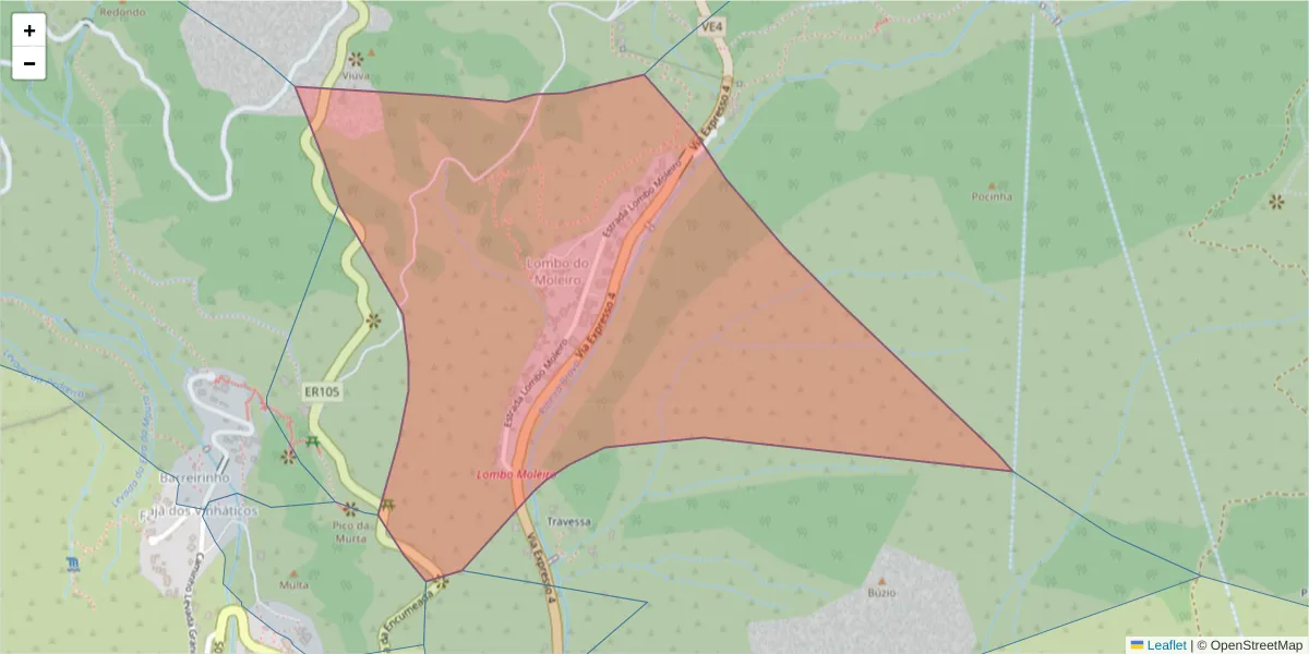 Mapa detalhado do código postal 9350-325 com limites, códigos postais vizinhos e agências dos correios