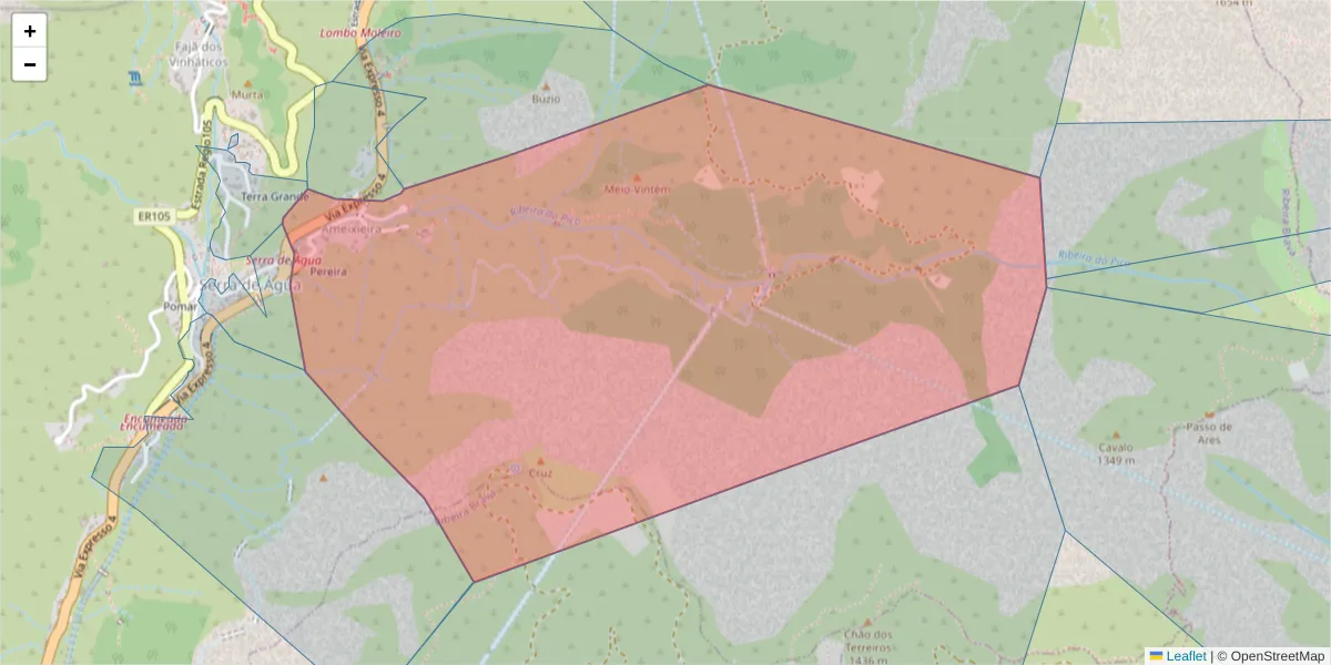 Mapa detalhado do código postal 9350-328 com limites, códigos postais vizinhos e agências dos correios