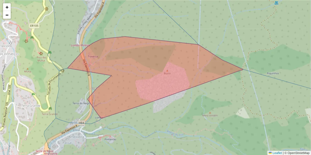 Mapa detalhado do código postal 9350-338 com limites, códigos postais vizinhos e agências dos correios