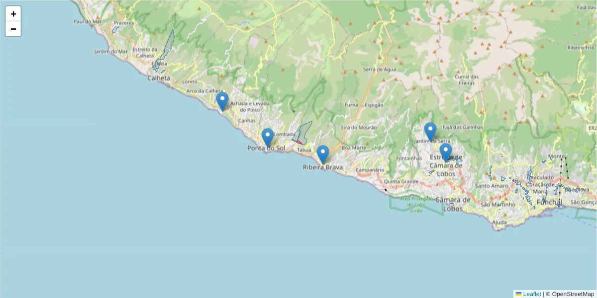 Mapa detalhado do código postal 9350-418 com limites, códigos postais vizinhos e agências dos correios