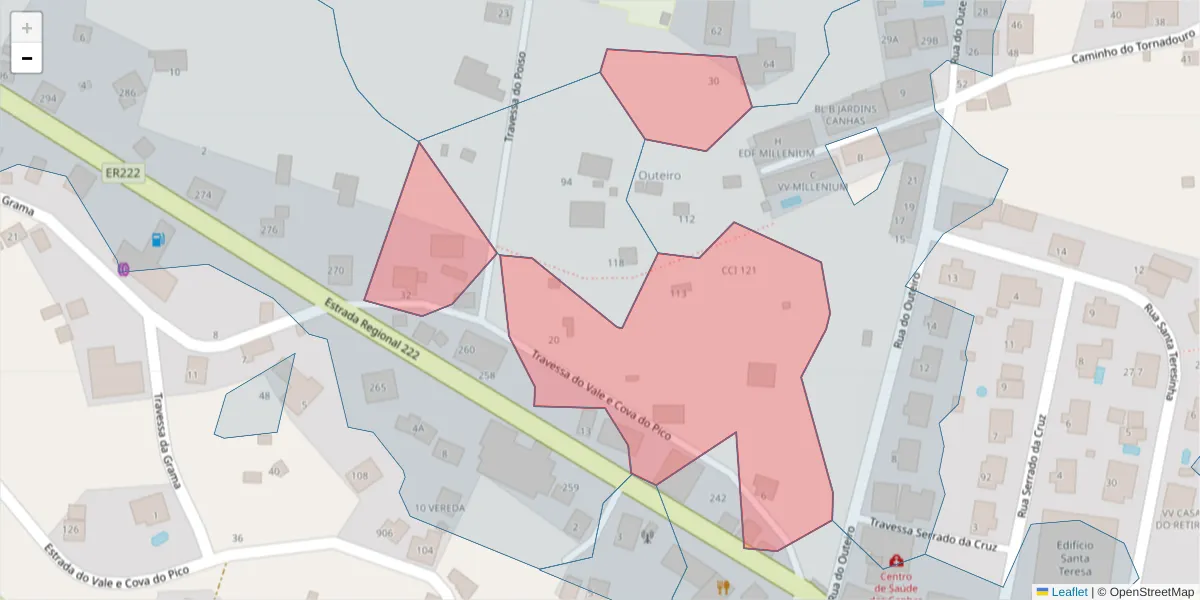 Mapa detalhado do código postal 9360-316 com limites, códigos postais vizinhos e agências dos correios