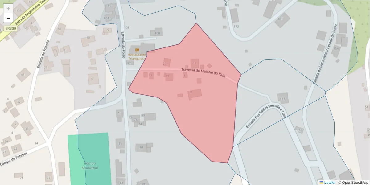 Mapa detalhado do código postal 9360-330 com limites, códigos postais vizinhos e agências dos correios