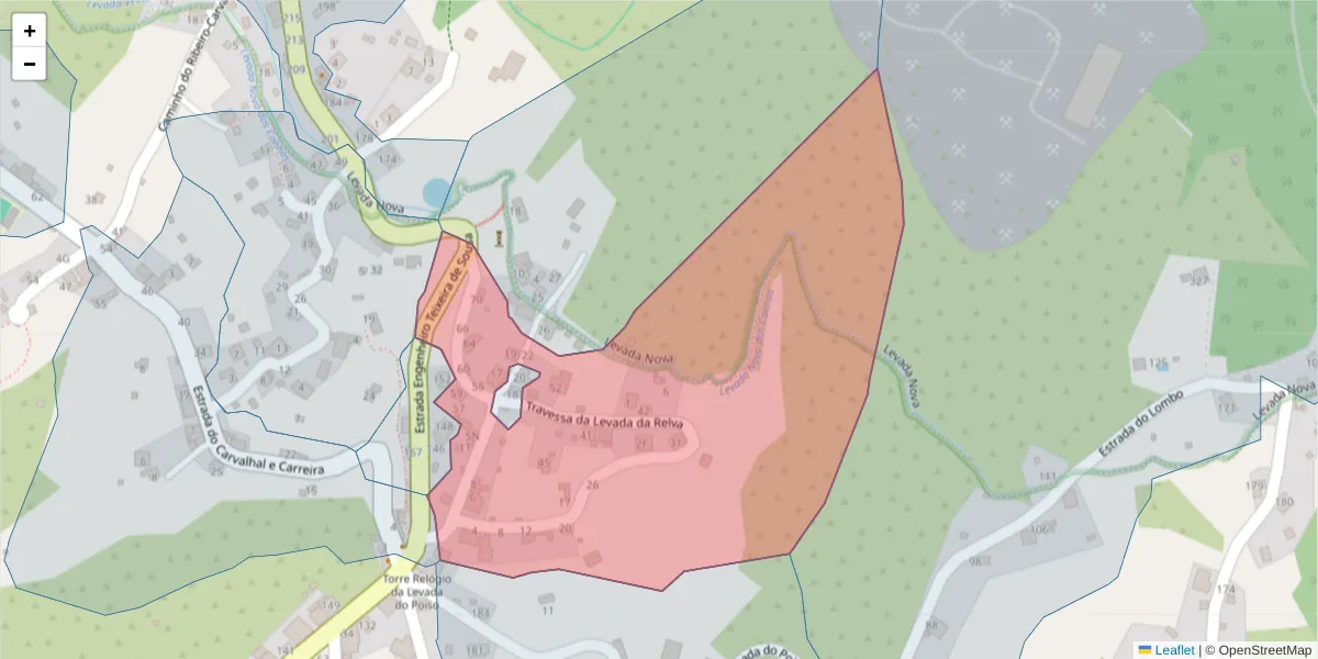 Mapa detalhado do código postal 9360-332 com limites, códigos postais vizinhos e agências dos correios