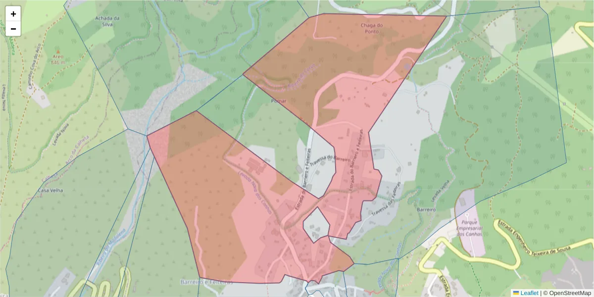 Mapa detalhado do código postal 9360-339 com limites, códigos postais vizinhos e agências dos correios