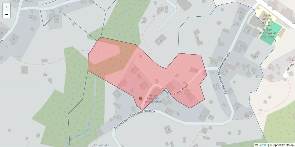 Mapa detalhado do código postal 9360-343 com limites, códigos postais vizinhos e agências dos correios