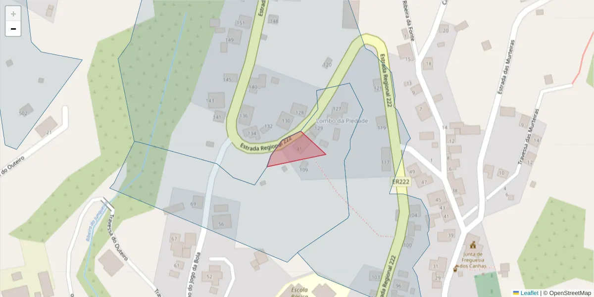 Mapa detalhado do código postal 9360-347 com limites, códigos postais vizinhos e agências dos correios