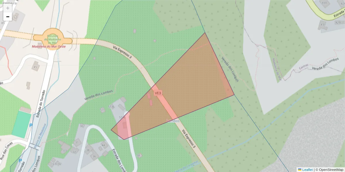 Mapa detalhado do código postal 9360-409 com limites, códigos postais vizinhos e agências dos correios