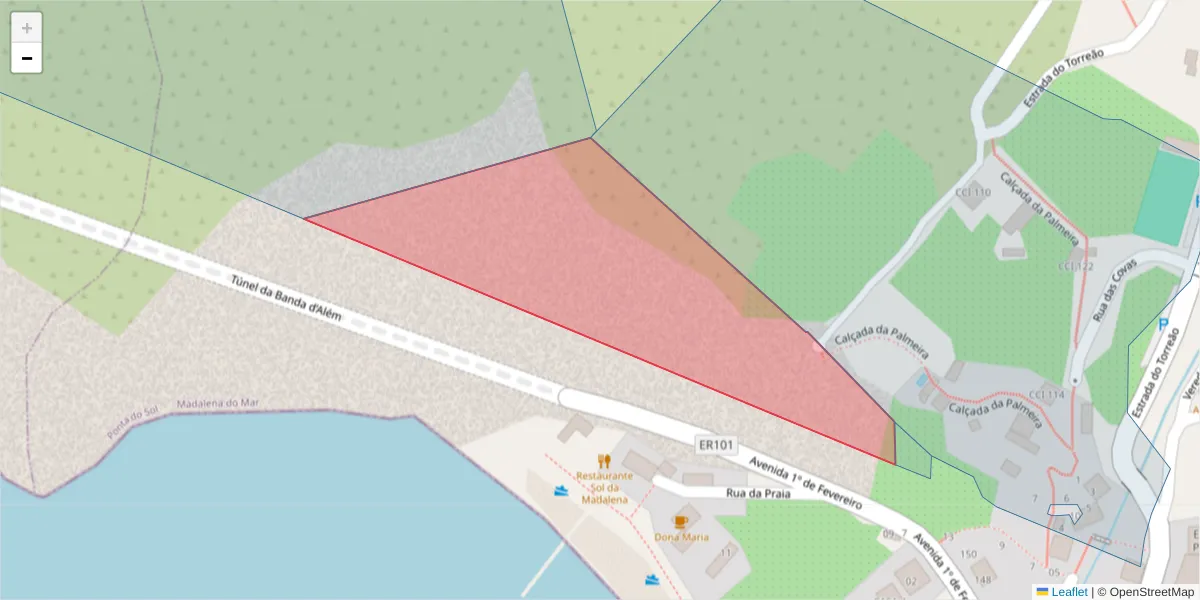 Mapa detalhado do código postal 9360-418 com limites, códigos postais vizinhos e agências dos correios