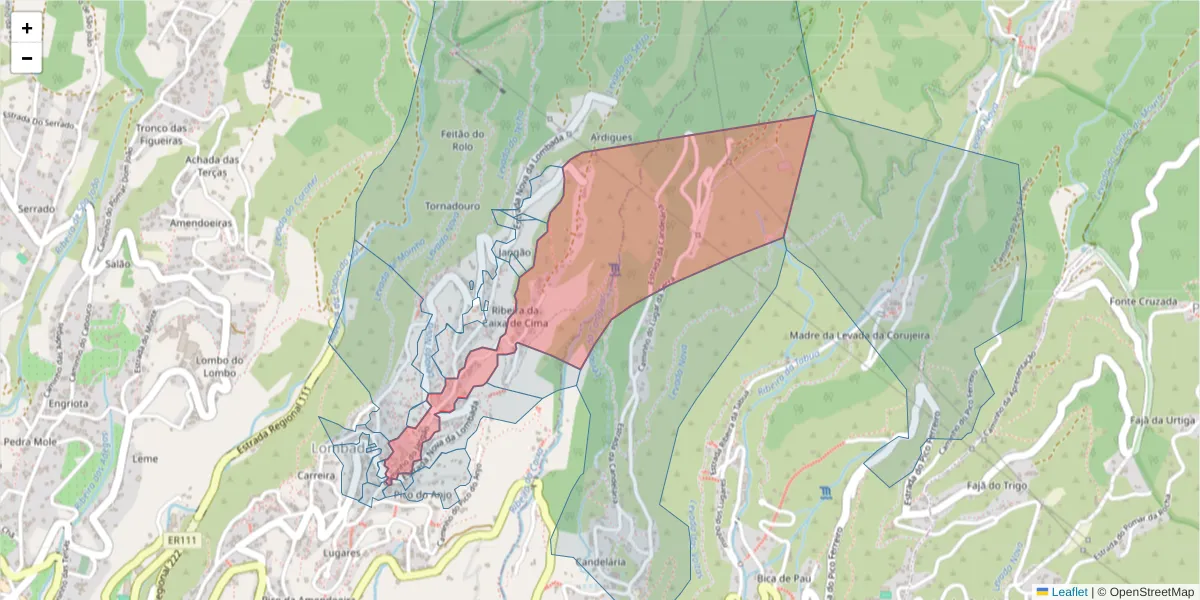 Mapa detalhado do código postal 9360-523 com limites, códigos postais vizinhos e agências dos correios