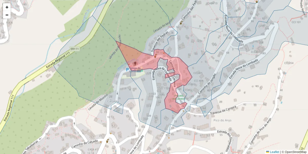 Mapa detalhado do código postal 9360-524 com limites, códigos postais vizinhos e agências dos correios