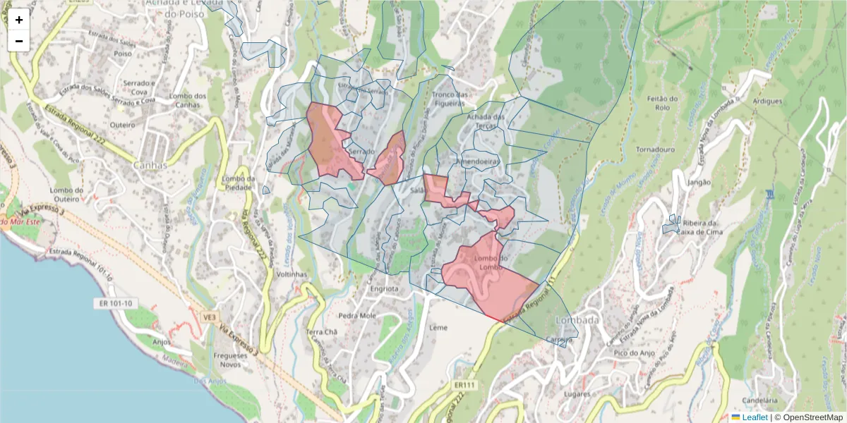 Mapa detalhado do código postal 9360-537 com limites, códigos postais vizinhos e agências dos correios