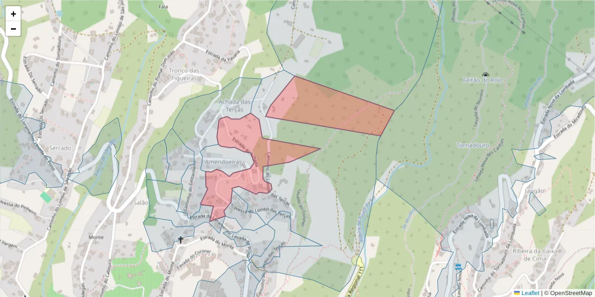 Mapa detalhado do código postal 9360-541 com limites, códigos postais vizinhos e agências dos correios