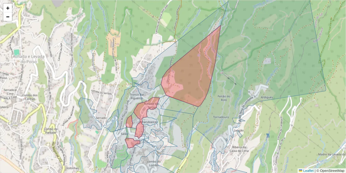 Mapa detalhado do código postal 9360-544 com limites, códigos postais vizinhos e agências dos correios