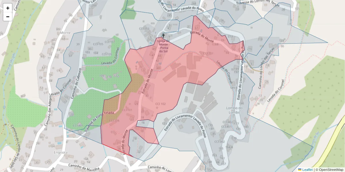 Mapa detalhado do código postal 9360-547 com limites, códigos postais vizinhos e agências dos correios