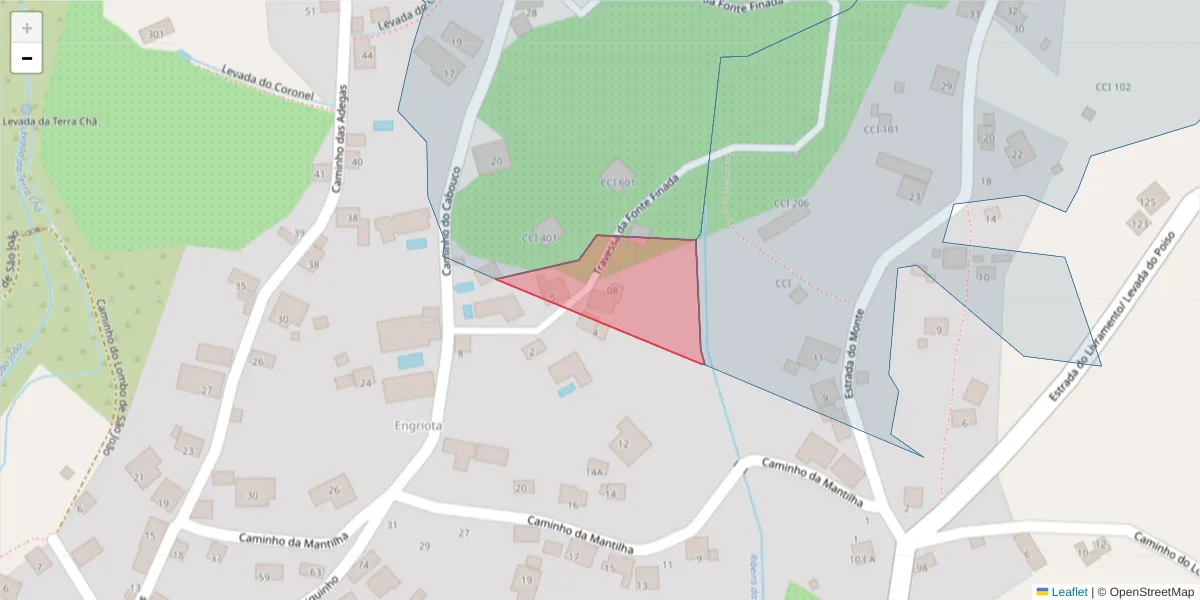 Mapa detalhado do código postal 9360-586 com limites, códigos postais vizinhos e agências dos correios