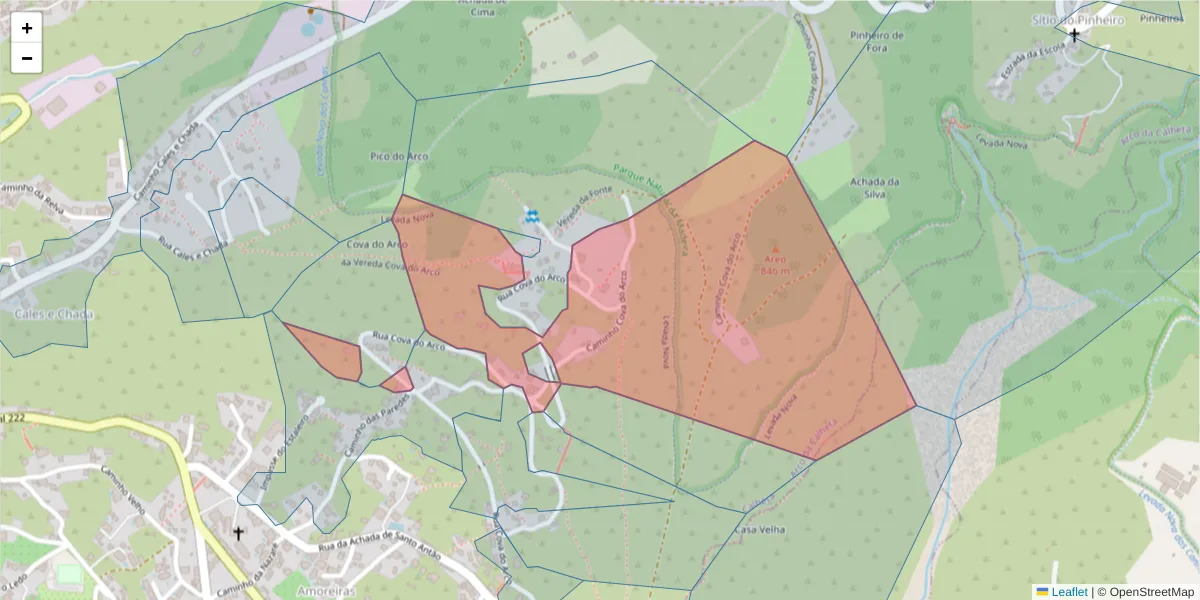Mapa detalhado do código postal 9370-062 com limites, códigos postais vizinhos e agências dos correios