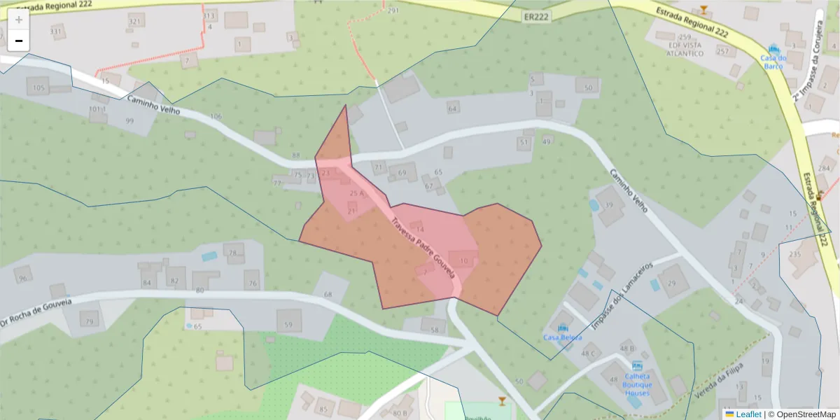Mapa detalhado do código postal 9370-080 com limites, códigos postais vizinhos e agências dos correios