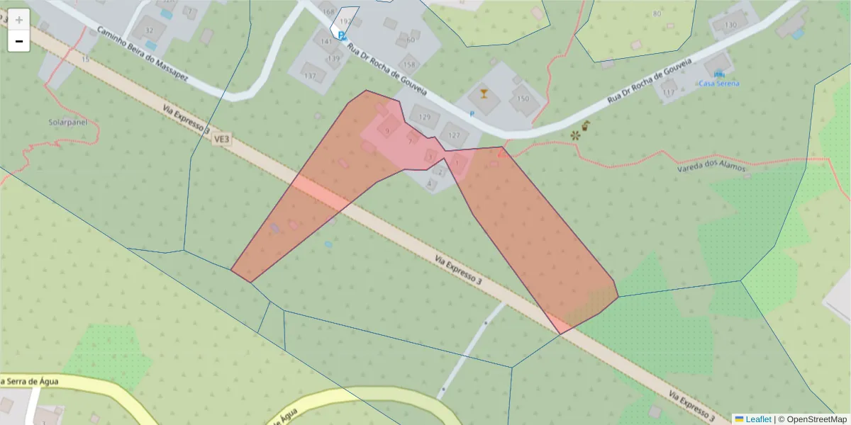 Mapa detalhado do código postal 9370-090 com limites, códigos postais vizinhos e agências dos correios