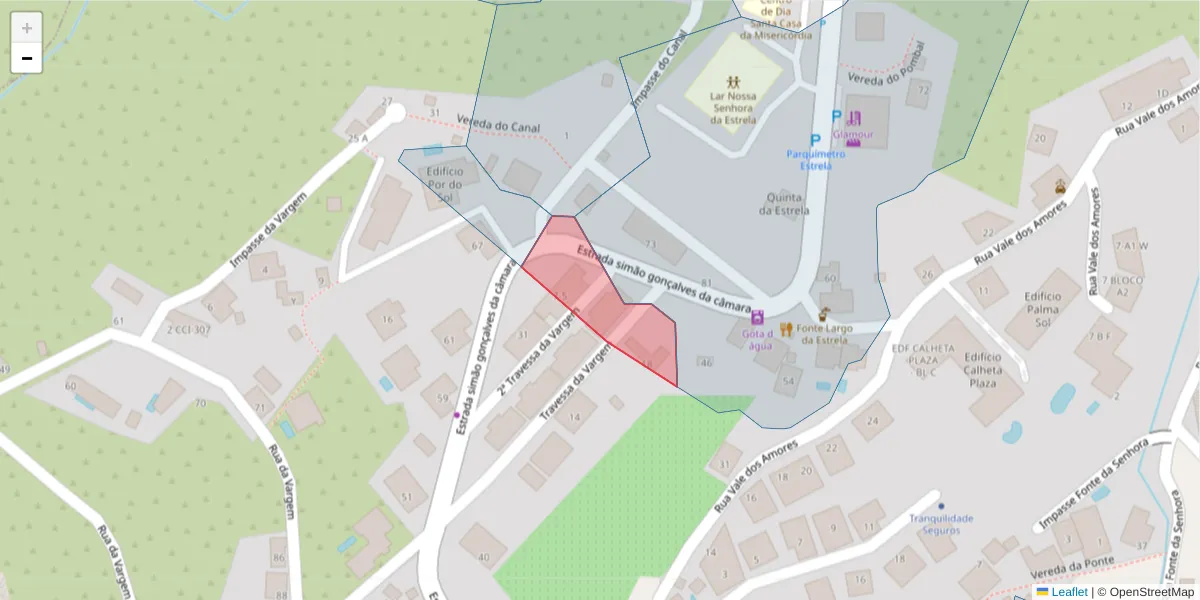Mapa detalhado do código postal 9370-144 com limites, códigos postais vizinhos e agências dos correios
