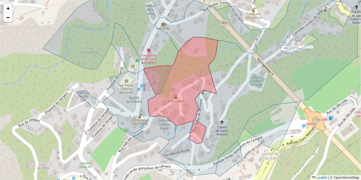 Mapa detalhado do código postal 9370-146 com limites, códigos postais vizinhos e agências dos correios