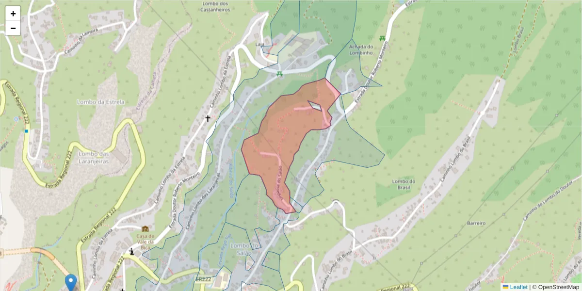 Mapa detalhado do código postal 9370-157 com limites, códigos postais vizinhos e agências dos correios