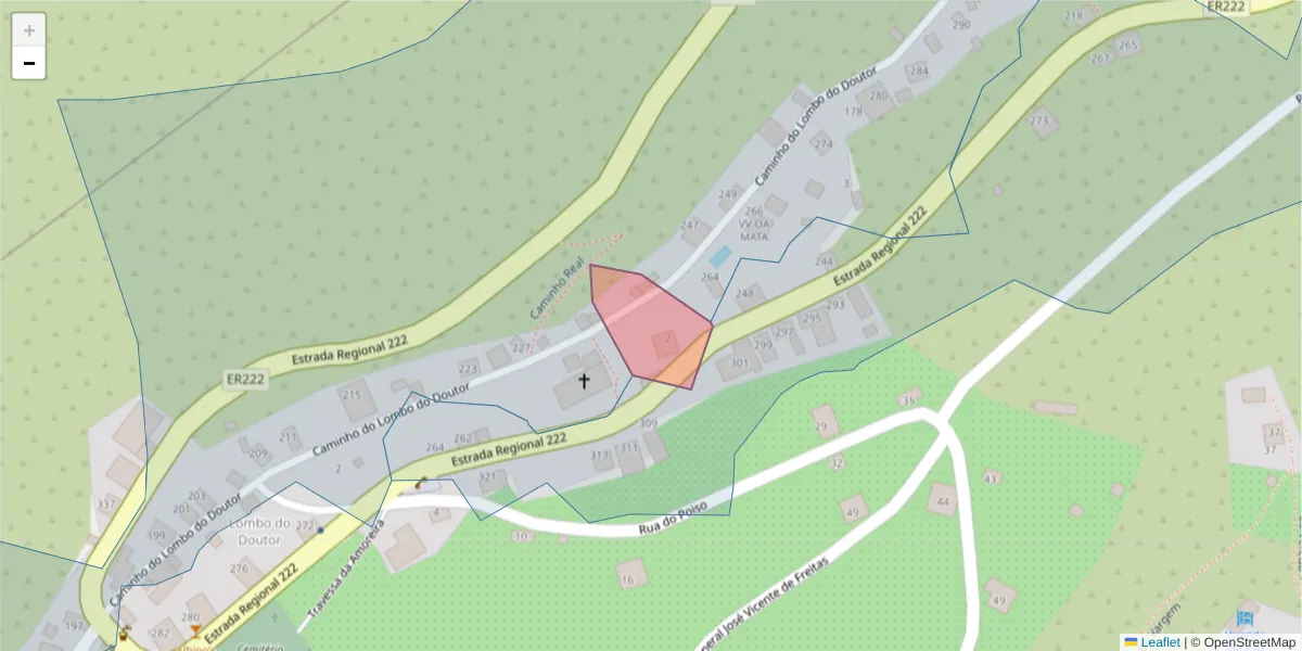 Mapa detalhado do código postal 9370-172 com limites, códigos postais vizinhos e agências dos correios