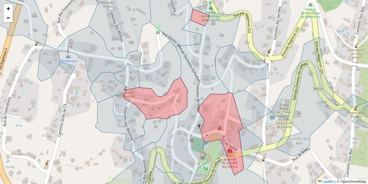 Mapa detalhado do código postal 9370-238 com limites, códigos postais vizinhos e agências dos correios
