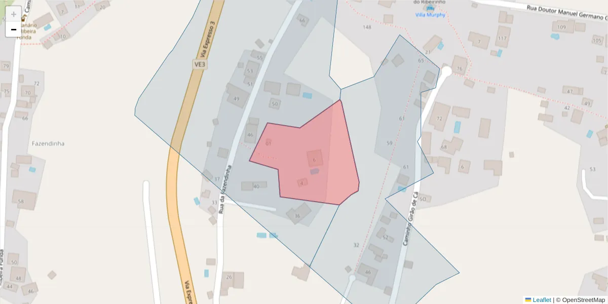 Mapa detalhado do código postal 9370-254 com limites, códigos postais vizinhos e agências dos correios