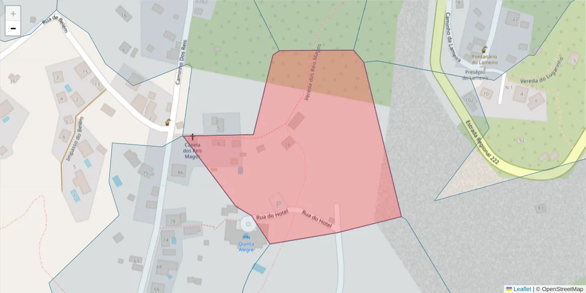 Mapa detalhado do código postal 9370-281 com limites, códigos postais vizinhos e agências dos correios