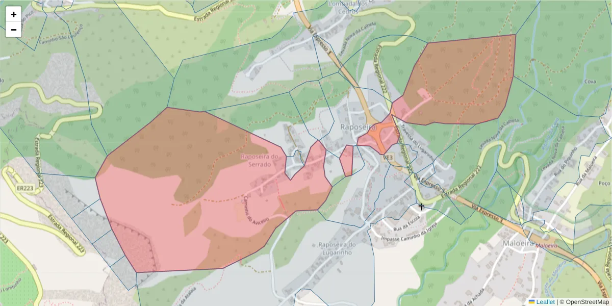 Mapa detalhado do código postal 9370-342 com limites, códigos postais vizinhos e agências dos correios