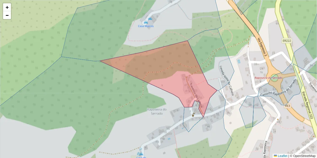 Mapa detalhado do código postal 9370-346 com limites, códigos postais vizinhos e agências dos correios