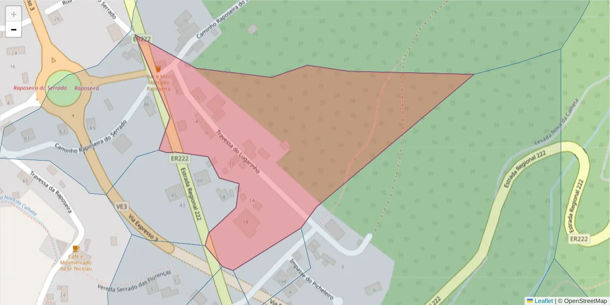 Mapa detalhado do código postal 9370-349 com limites, códigos postais vizinhos e agências dos correios
